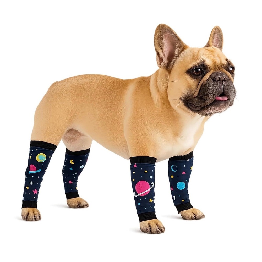 Petwarm Dog Recovery Leg Sleeves 4pc Galaxy Print Anti-Bite Cone Alternative Lg